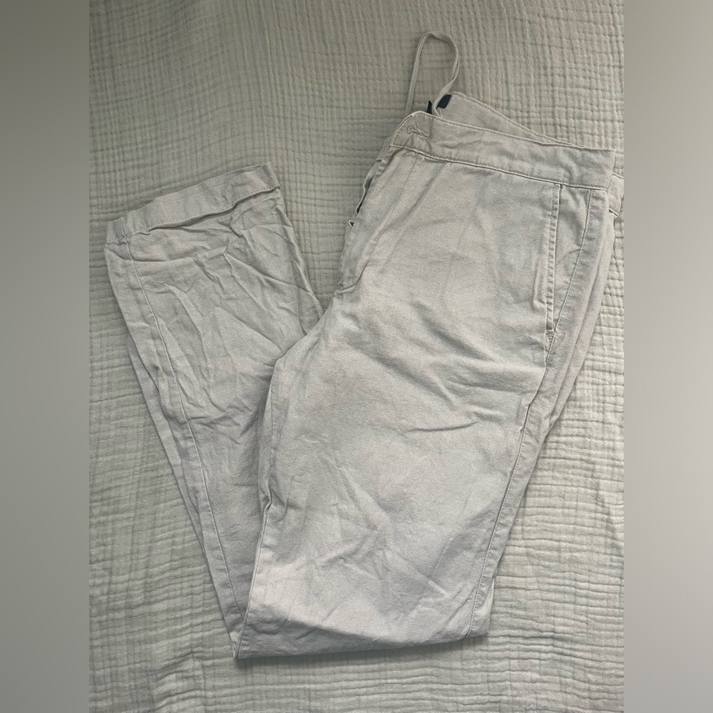 Men’s beige/tan linen straight leg pants, size 34x34